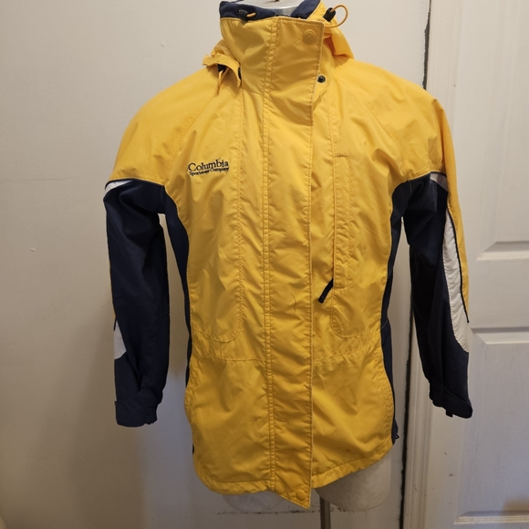 Yellow and Blue Columbia Women's Raincoat with Removable Hood Sz Small - Picture 2 of 9